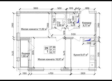 Квартира 52,8 м², 2-комнатная - изображение 1