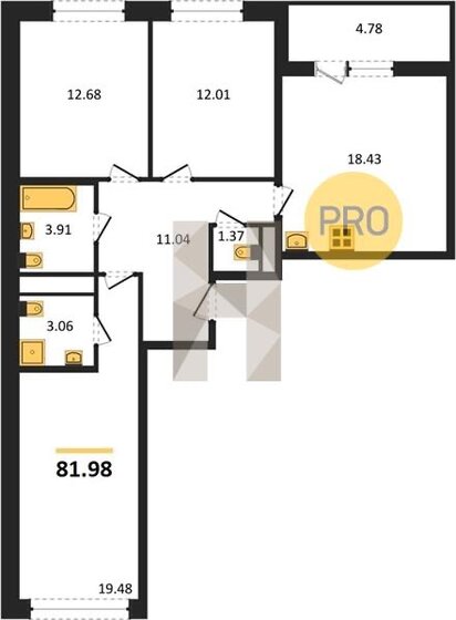 82 м², 3-комнатная квартира 25 850 000 ₽ - изображение 1