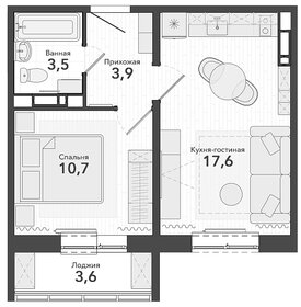 Квартира 39 м², 2-комнатная - изображение 1