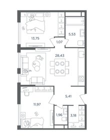 Квартира 71,5 м², 3-комнатная - изображение 1