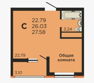 Квартира 28 м², студия - изображение 1