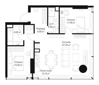 Квартира 76,1 м², 2-комнатная - изображение 2