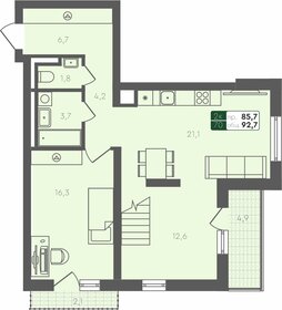 Квартира 92,7 м², 2-комнатная - изображение 1