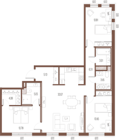 103,9 м², 3-комнатная квартира 38 937 600 ₽ - изображение 11