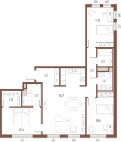 Квартира 102,3 м², 3-комнатная - изображение 1