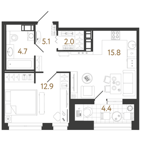 25 м², 1-комнатная квартира 5 700 000 ₽ - изображение 41