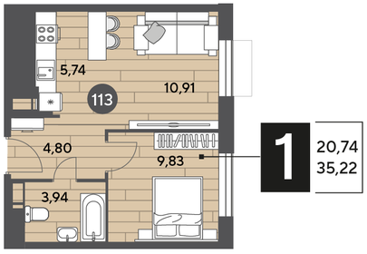 21 м², 1-комнатная квартира 4 100 000 ₽ - изображение 60