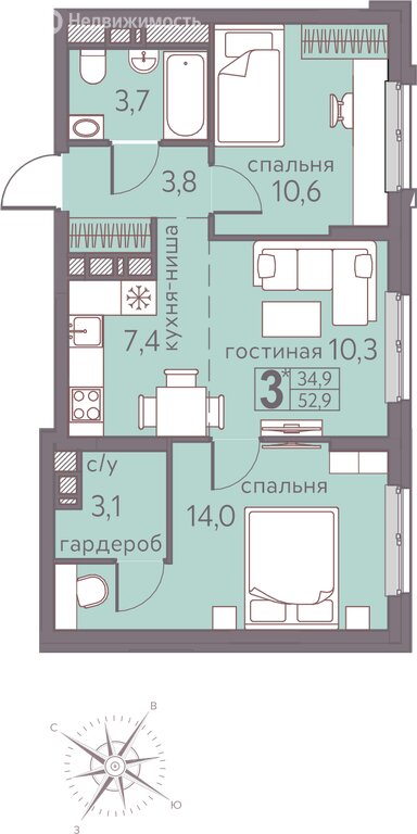 Варианты планировок ЖК «Погода» - планировка 7