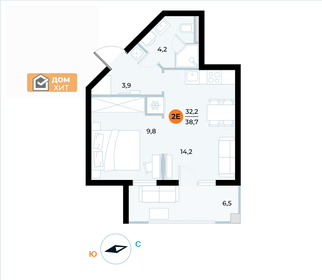 Квартира 38,7 м², 1-комнатные - изображение 4