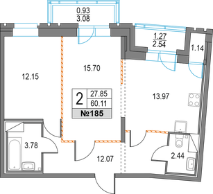 Квартира 60,1 м², 2-комнатная - изображение 1