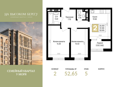 Квартира 52,7 м², 2-комнатная - изображение 1