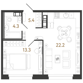 50 м², 1-комнатная квартира 14 990 000 ₽ - изображение 6