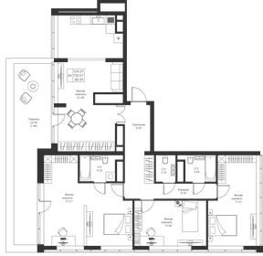 Квартира 124 м², 4-комнатная - изображение 1