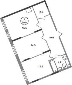 60,4 м², 2-комнатная квартира 15 185 806 ₽ - изображение 41
