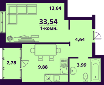 36,4 м², 1-комнатная квартира 2 913 600 ₽ - изображение 14