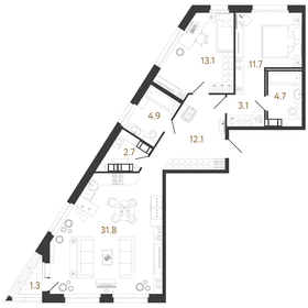 Квартира 84,1 м², 2-комнатная - изображение 1