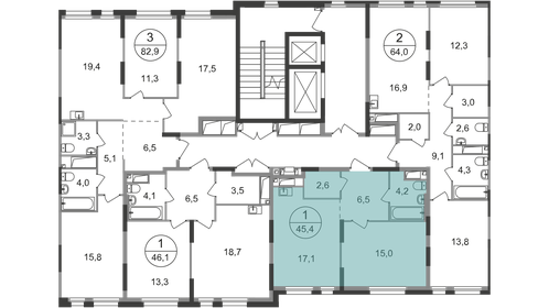 Квартира 45,4 м², 1-комнатная - изображение 2