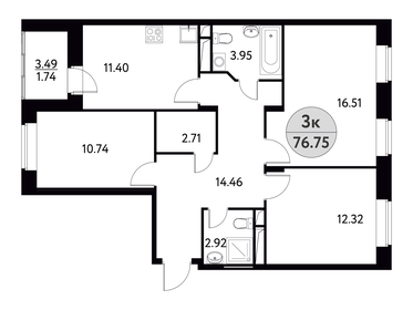 77,9 м², 3-комнатная квартира 9 017 899 ₽ - изображение 56