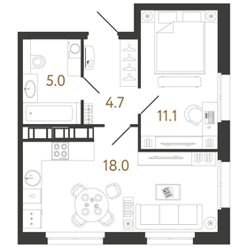 47,8 м², 1-комнатная квартира 9 400 000 ₽ - изображение 89