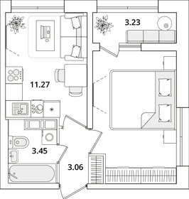 Квартира 33,2 м², 1-комнатная - изображение 1