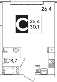 26,3 м², квартира-студия 3 997 000 ₽ - изображение 73