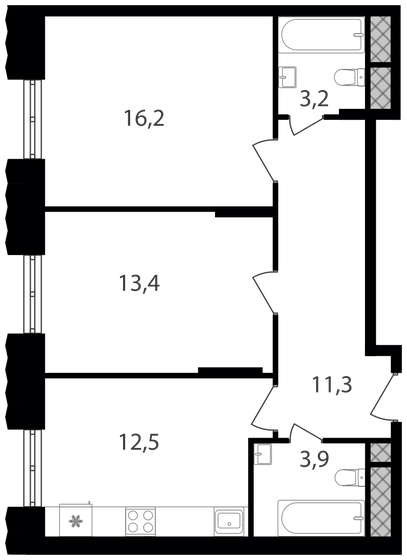 60,5 м², 2-комнатные апартаменты 14 417 150 ₽ - изображение 1