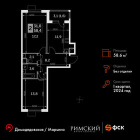 55,9 м², 2-комнатная квартира 11 195 596 ₽ - изображение 36