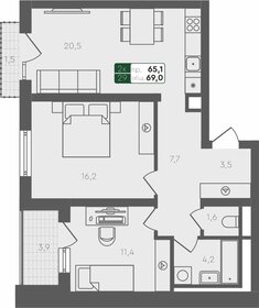 70,5 м², 2-комнатная квартира 8 331 960 ₽ - изображение 8