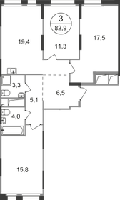 Квартира 82,9 м², 3-комнатная - изображение 1