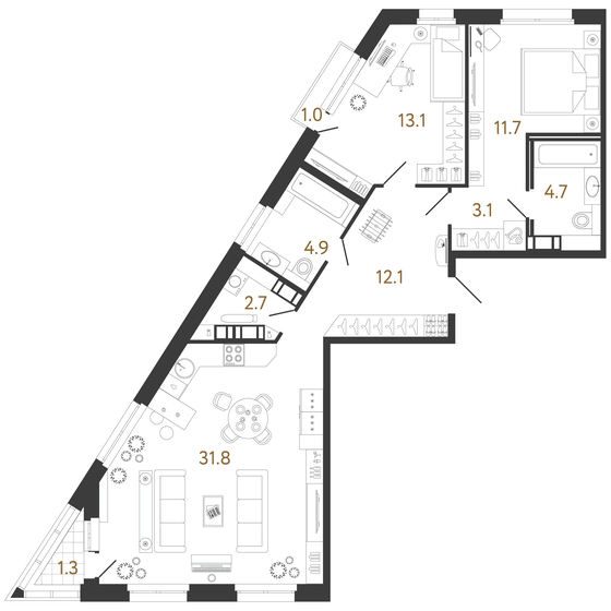 84,1 м², 2-комнатная квартира 25 582 464 ₽ - изображение 1