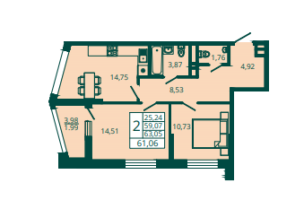 72,1 м², 2-комнатная квартира 8 050 000 ₽ - изображение 81