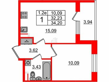 32,4 м², 1-комнатная квартира 6 000 215 ₽ - изображение 6