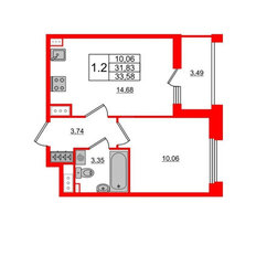 Квартира 35,3 м², 1-комнатная - изображение 2