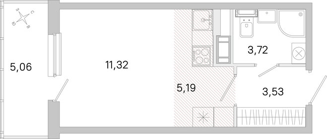Квартира 25,3 м², студия - изображение 1