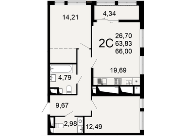 64 м², 2-комнатная квартира 6 600 000 ₽ - изображение 41