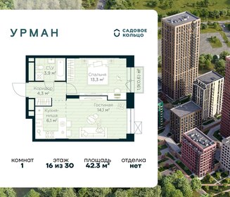 Квартира 42,3 м², 1-комнатная - изображение 1