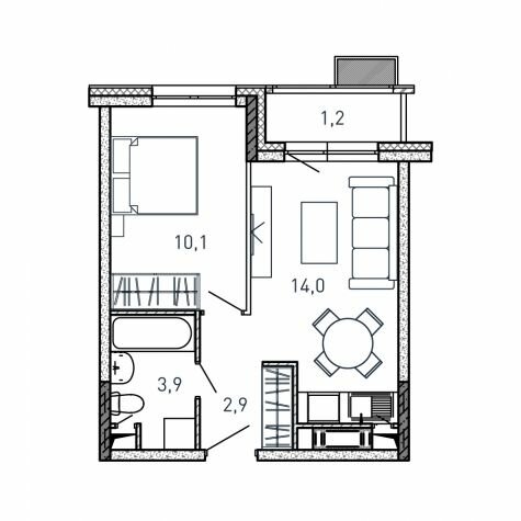 32,1 м², 1-комнатная квартира 6 082 950 ₽ - изображение 41