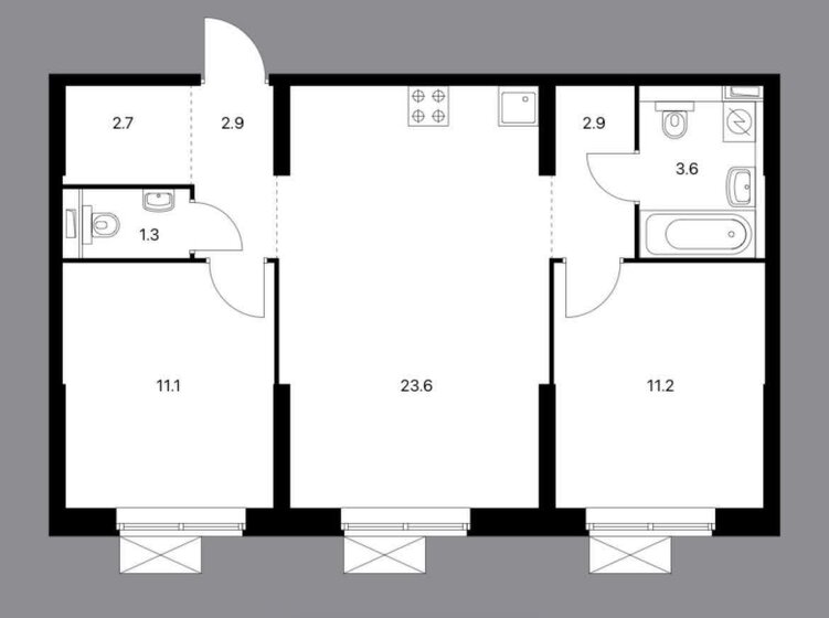 59,3 м², 3-комнатная квартира 19 499 000 ₽ - изображение 1