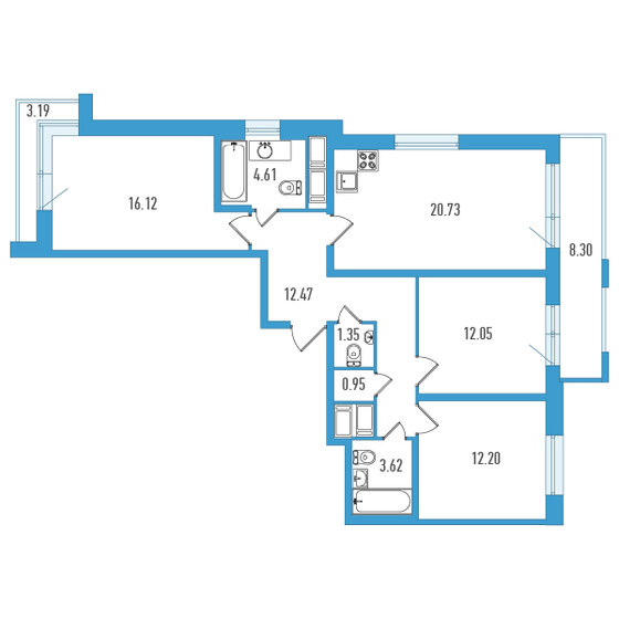 88,2 м², 3-комнатная квартира 17 858 476 ₽ - изображение 41