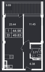 Квартира 49,8 м², 1-комнатные - изображение 1