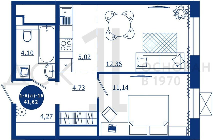 41,6 м², 1-комнатная квартира 6 800 000 ₽ - изображение 1