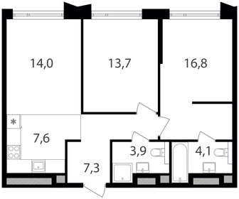 Квартира 67,4 м², 2-комнатная - изображение 1