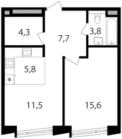 Квартира 48,7 м², 1-комнатная - изображение 1