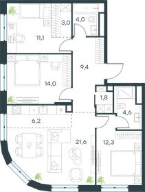 Квартира 87,4 м², 4-комнатная - изображение 1