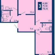 Квартира 73,2 м², 3-комнатная - изображение 1