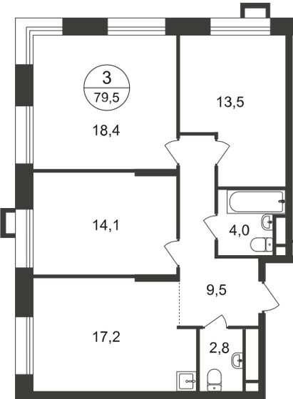 79,5 м², 3-комнатная квартира 20 014 582 ₽ - изображение 51