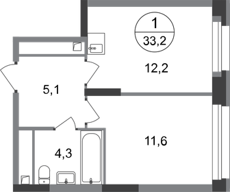 32,9 м², 1-комнатная квартира 8 574 864 ₽ - изображение 23