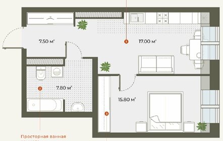 Квартира 48,1 м², 1-комнатная - изображение 1