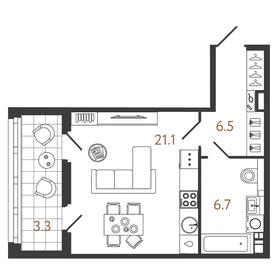 34 м², квартира-студия 18 816 180 ₽ - изображение 14