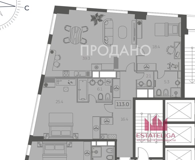 111 м², 2-комнатная квартира 48 700 000 ₽ - изображение 1